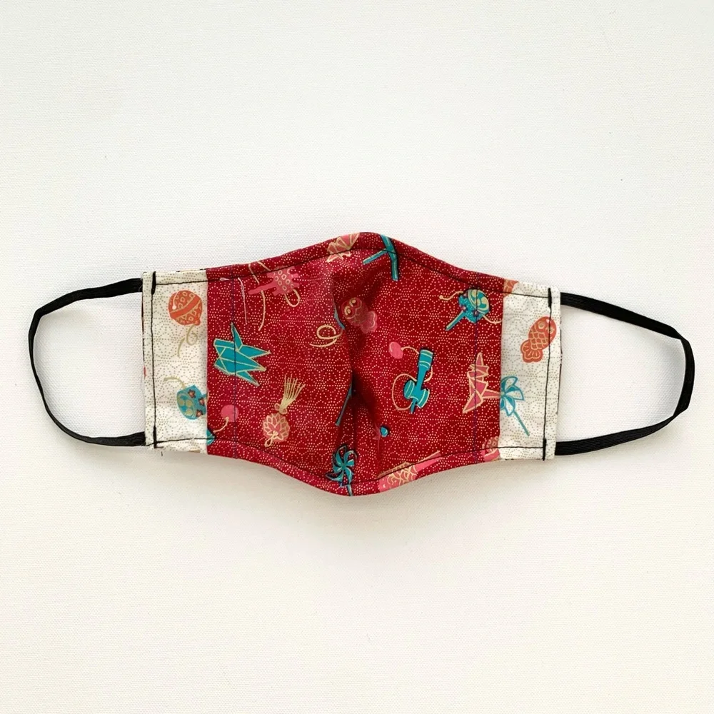 NEW Handmade Maroon Gold Cherry Blossom Print Face Mask